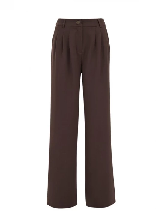 Foto van product WE Fashion Bandplooibroek donkerbruin