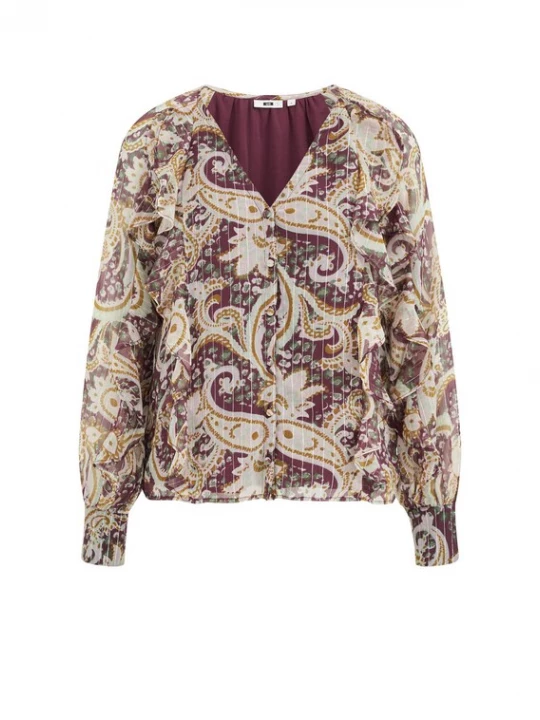 Foto van product WE Fashion Blouse curry / groen / bessen / wit