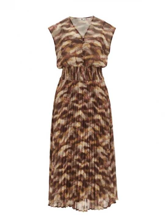 Foto van product WE Fashion Blousejurk beige / bruin / donkerbruin / mosterd