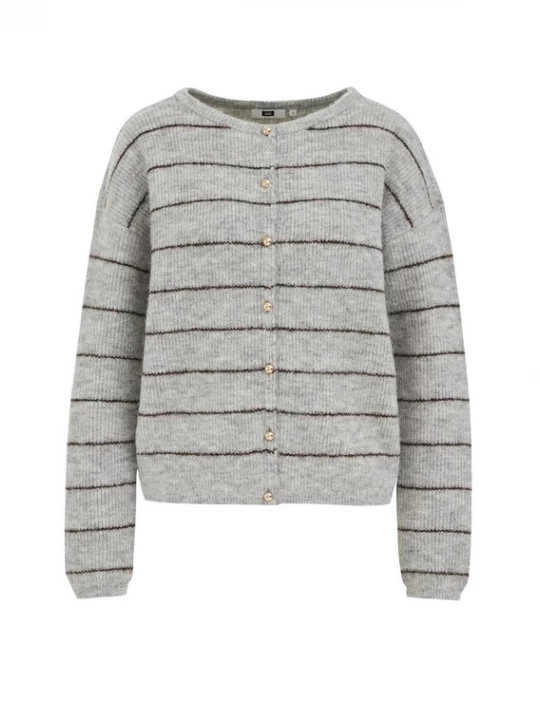 Foto van product WE Fashion Gebreid vest bruin / lichtgrijs