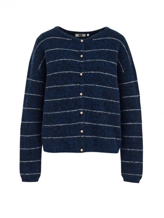 Foto van product WE Fashion Gebreid vest donkerblauw / wit