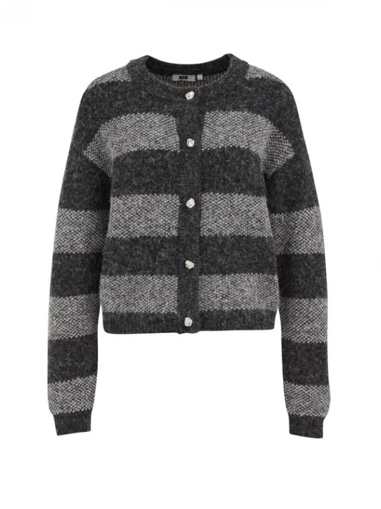 Foto van product WE Fashion Gebreid vest donkergrijs / grijs gemêleerd