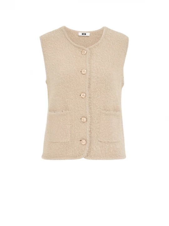 Foto van product WE Fashion Gebreide bodywarmer beige