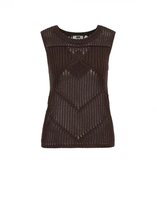 Foto van product WE Fashion Gebreide top donkerbruin