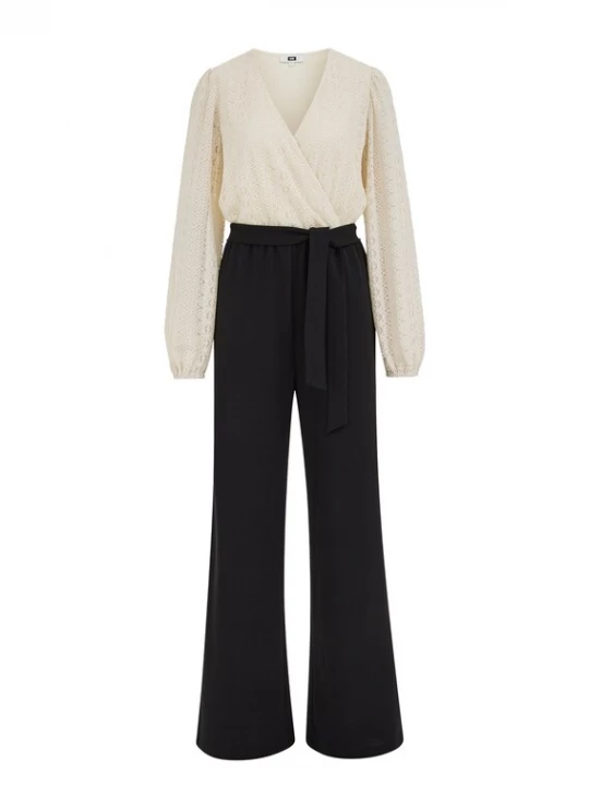 Foto van product WE Fashion Jumpsuit beige / zwart