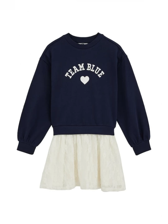 Foto van product WE Fashion Jurk donkerblauw / wit