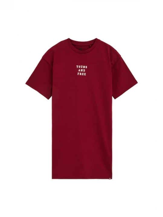 Foto van product WE Fashion Jurk donkerrood / wit