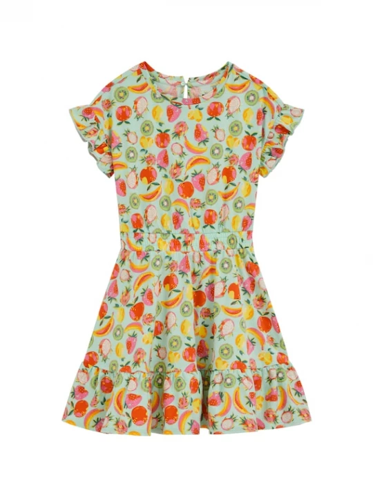 Foto van product WE Fashion Jurk geel / mintgroen / kiwi / pink
