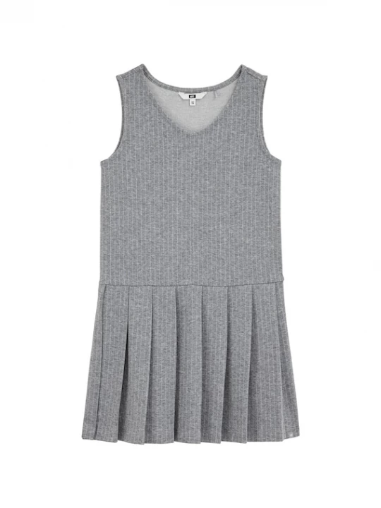 Foto van product WE Fashion Jurk grijs gemêleerd / wit