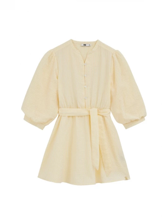 Foto van product WE Fashion Jurk lichtgeel / wolwit