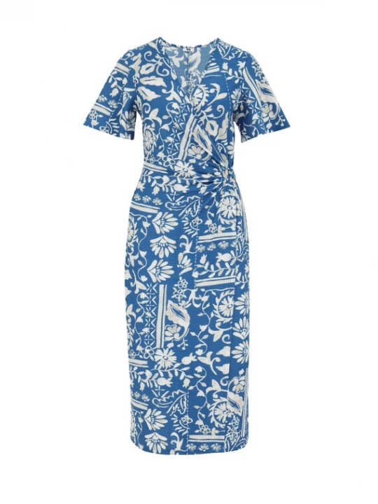 Foto van product WE Fashion Jurk royal blue / koningsblauw / wit
