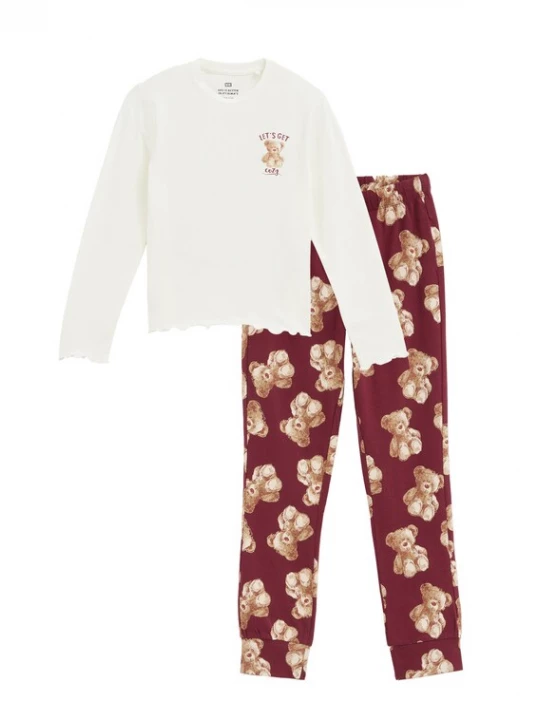 Foto van product WE Fashion Nachtkledij bourgogne / wijnrood