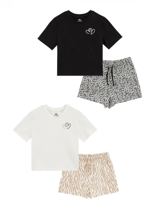 Foto van product WE Fashion Nachtkledij camel / zwart / wit