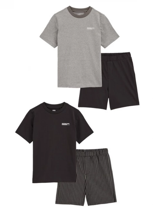 Foto van product WE Fashion Nachtkledij grijs gemêleerd / zwart / wit