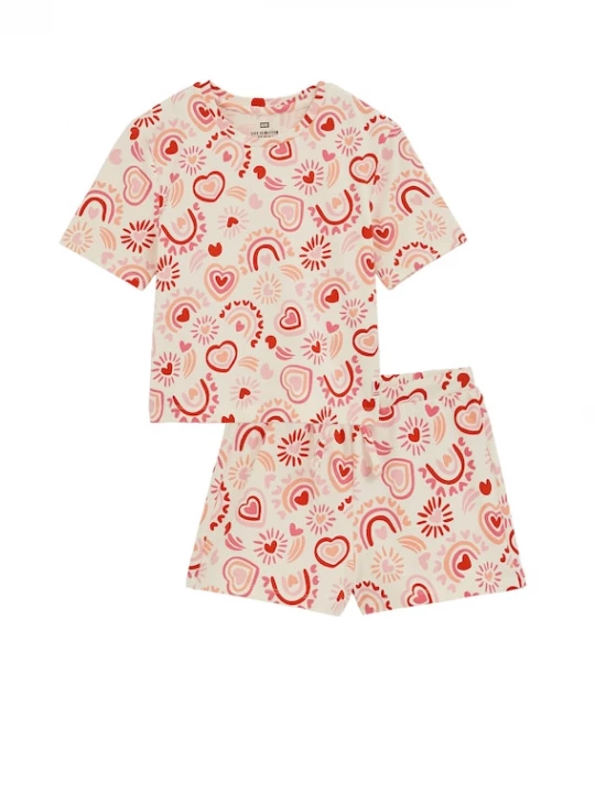 Foto van product WE Fashion Nachtkledij rosa / rood / wit