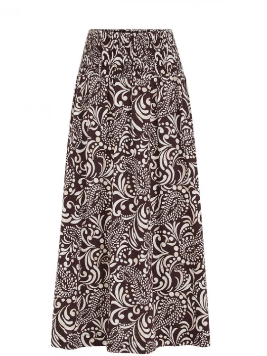 Foto van product WE Fashion Rok donkerbruin / wit