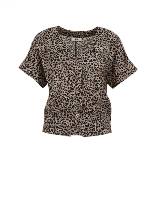 Foto van product WE Fashion Shirt beige / lichtbruin / zwart