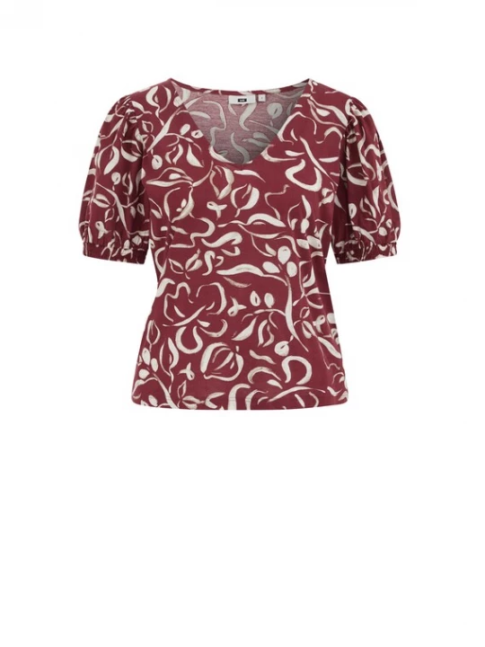 Foto van product WE Fashion Shirt donkerrood / offwhite