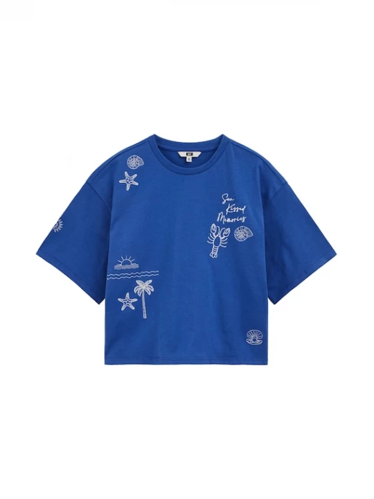 Foto van product WE Fashion Shirt kobaltblauw / wit