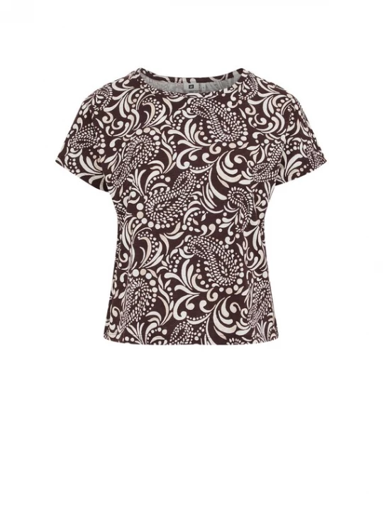 Foto van product WE Fashion Shirt lichtbeige / donkerbruin / offwhite