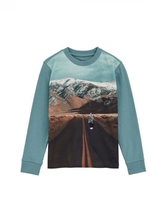 Foto van product WE Fashion Shirt turquoise / bruin / donkerbruin / mandarijn