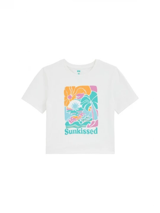 Foto van product WE Fashion Shirt turquoise / oranje / pink / offwhite