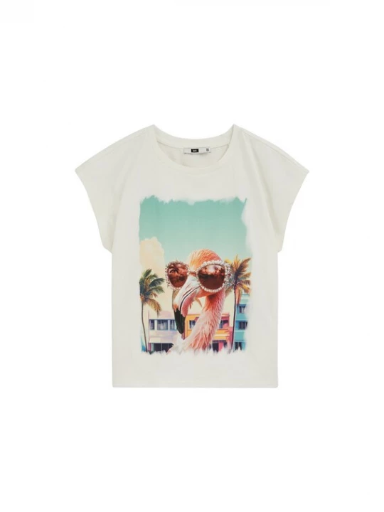 Foto van product WE Fashion Shirt turquoise / oranje / rosa / offwhite