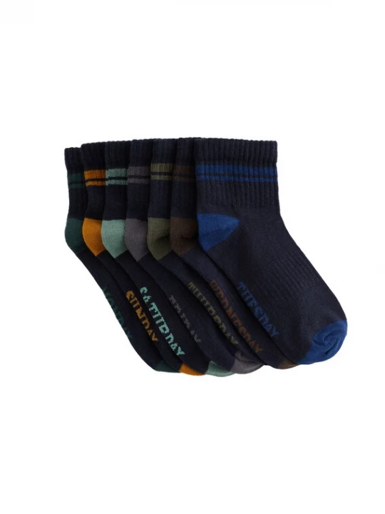 Foto van product WE Fashion Sokken donkerblauw / curry / donkergrijs / smaragd