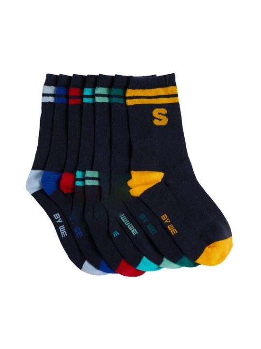 Foto van product WE Fashion Sokken marine / turquoise / goudgeel / rood