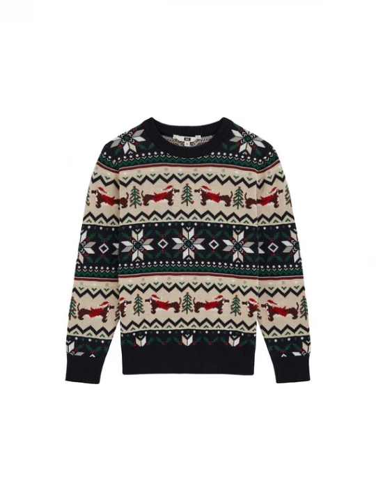 Foto van product WE Fashion Trui beige / marine / spar / rood