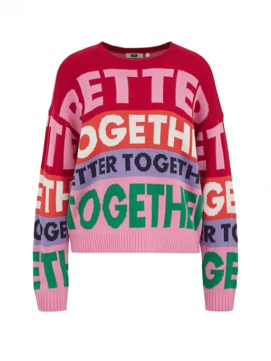Foto van product WE Fashion Trui groen / rosa / donkerrood / wit