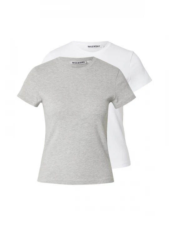Foto van product WEEKDAY Shirt 'Carla' grijs gemêleerd / wit