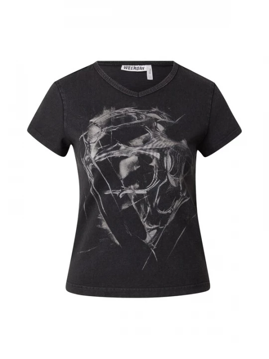 Foto van product WEEKDAY Shirt 'Fleur' lichtgrijs / zwart
