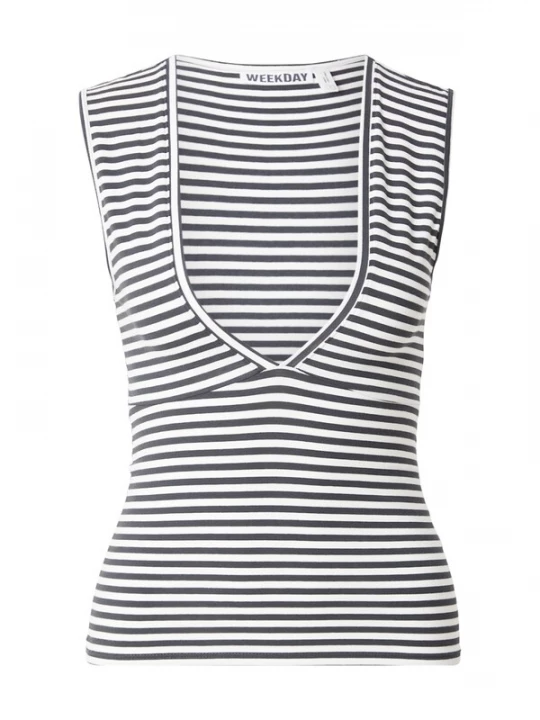 Foto van product WEEKDAY Top 'Pia' antraciet / wit