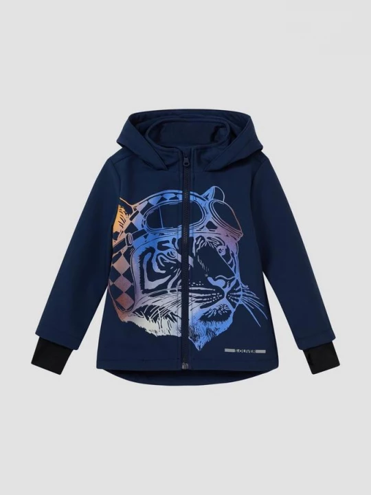 Foto van product Weerbestendige softshell jas met fleece voering en vaste capuchon s.Oliver blauw