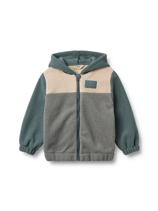 Foto van product WHEAT Fleece jas 'Adrian' sand / turquoise / grijs