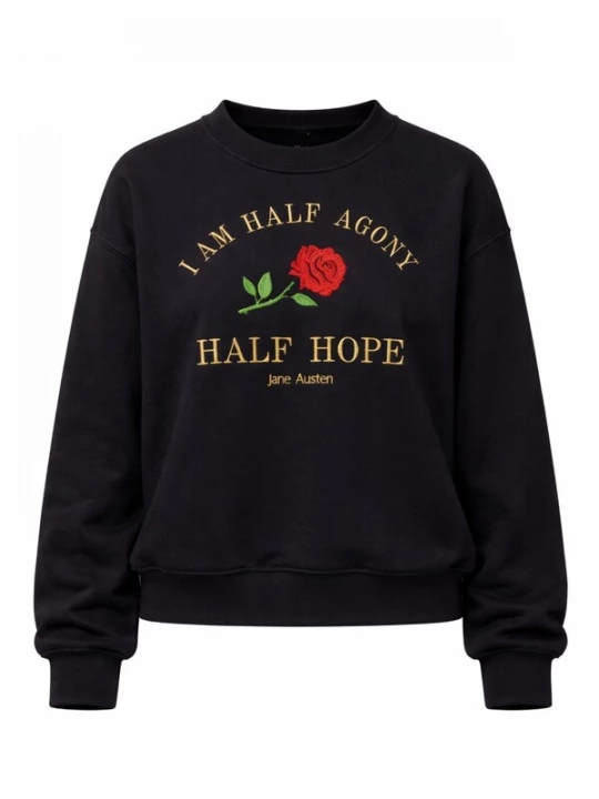 Foto van product WHITE RVBBIT Sweatshirt 'Jane Austen' goud / groen / rood / zwart