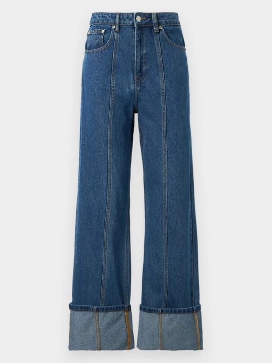 Foto van product Wide leg 2nd Day donkerblauw denim