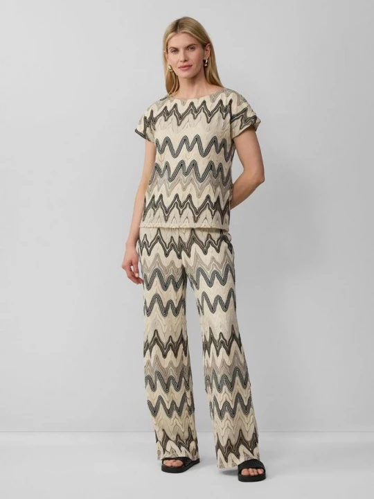 Foto van product Wide leg broek van gehaakte jersey met motief all-over s.Oliver crème