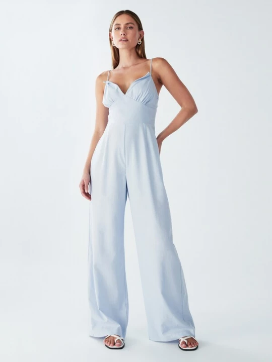 Foto van product Willa Jumpsuit 'Palms' lichtblauw