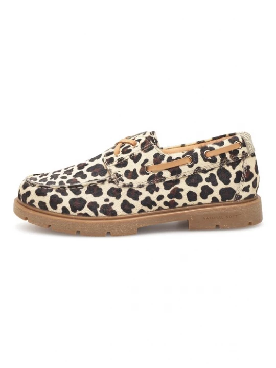 Foto van product WODEN Mocassins 'Johanne Animal' donkerbruin / offwhite
