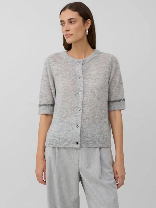 Foto van product Wollen vest met contrasterende details en pailletten s.Oliver grijs