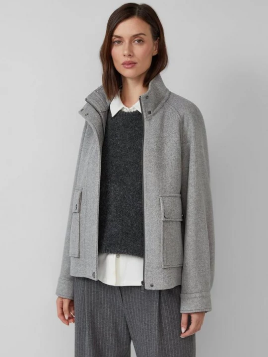 Foto van product Wolmix jas met houndstooth patroon s.Oliver grijs