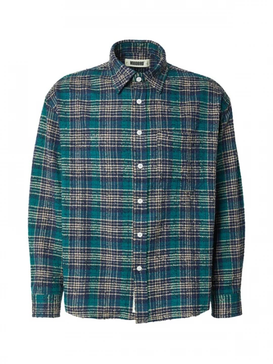 Foto van product Woodbird Overhemd 'Jong Em' beige / navy / smaragd
