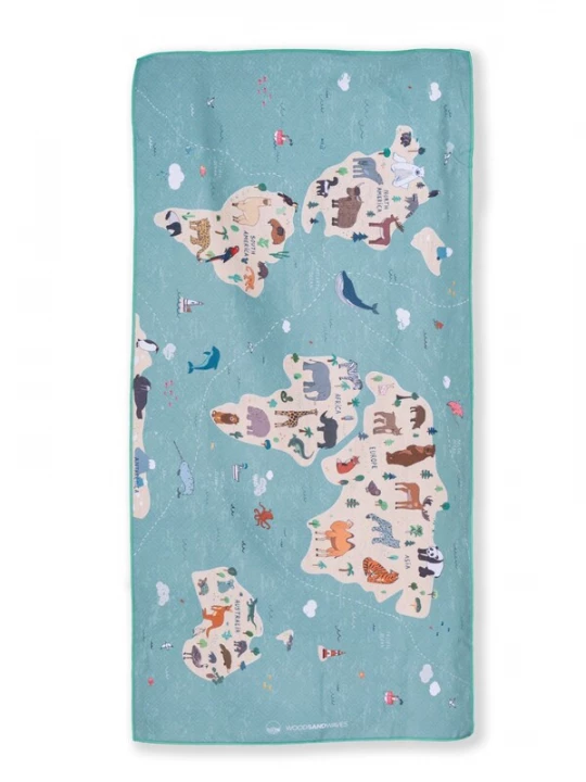 Foto van product woodsandwaves Strandlaken 'Animal Map' gemengde kleuren
