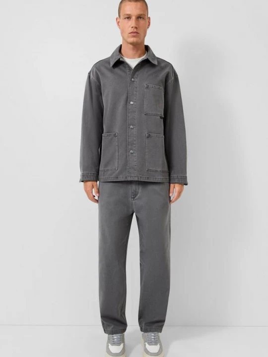 Foto van product Worker-stijl denim in een losse pasvorm QS grijs