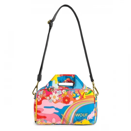 Foto van product Wouf Handtas 'Studio' blauw / geel / lichtroze / rood