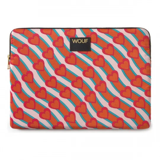 Foto van product Wouf Laptoptas 'Daily' cyaan blauw / donkeroranje / rosa / roestrood