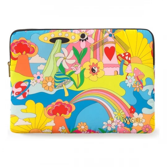 Foto van product Wouf Laptoptas 'Studio' azuur / lichtblauw / geel / rood
