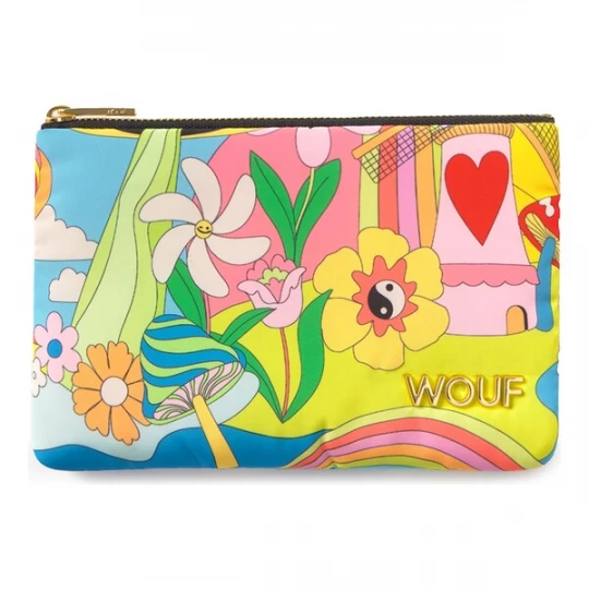 Foto van product Wouf Make up tas 'Studio' lichtblauw / geel / grasgroen / rosa